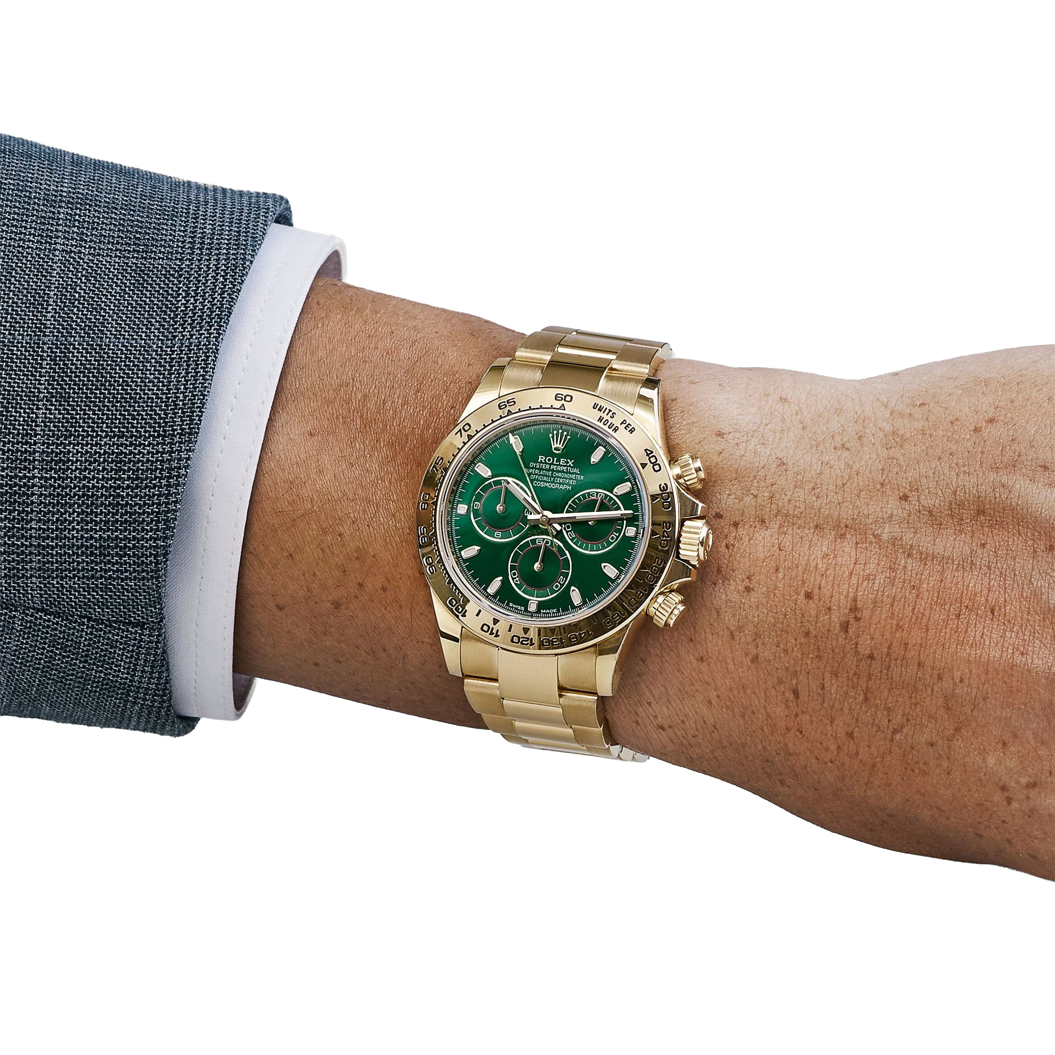 Daytona 40mm Yellow Gold John Mayer Green Dial Mens Watch 116508