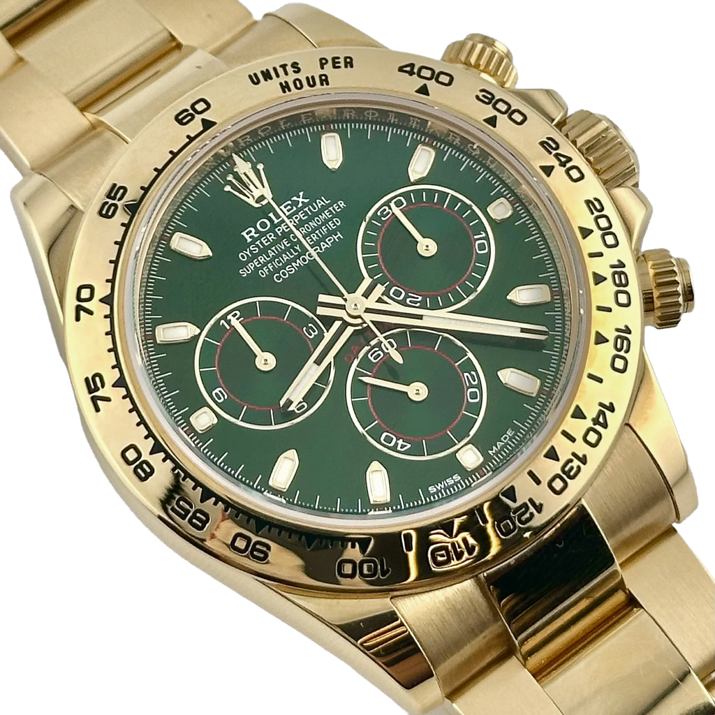 Daytona 40mm Yellow Gold John Mayer Green Dial Mens Watch 116508