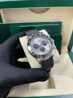 Daytona 40mm 116519 White Gold Steel Index Black Oysterflex Rubber Strap