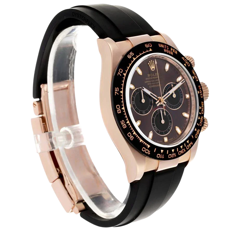 Daytona 40mm Rose Gold Oysterflex Chocolate Dial Mens Watch 116515