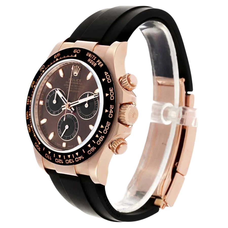 Daytona 40mm Rose Gold Oysterflex Chocolate Dial Mens Watch 116515