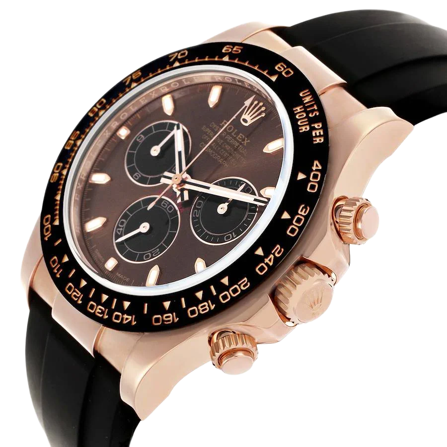 Daytona 40mm Rose Gold Oysterflex Chocolate Dial Mens Watch 116515