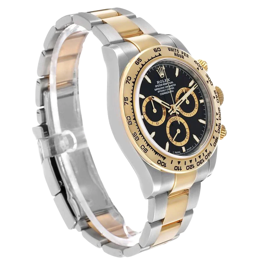 Daytona 40mm Steel Yellow Gold Black Dial Mens Watch 126503