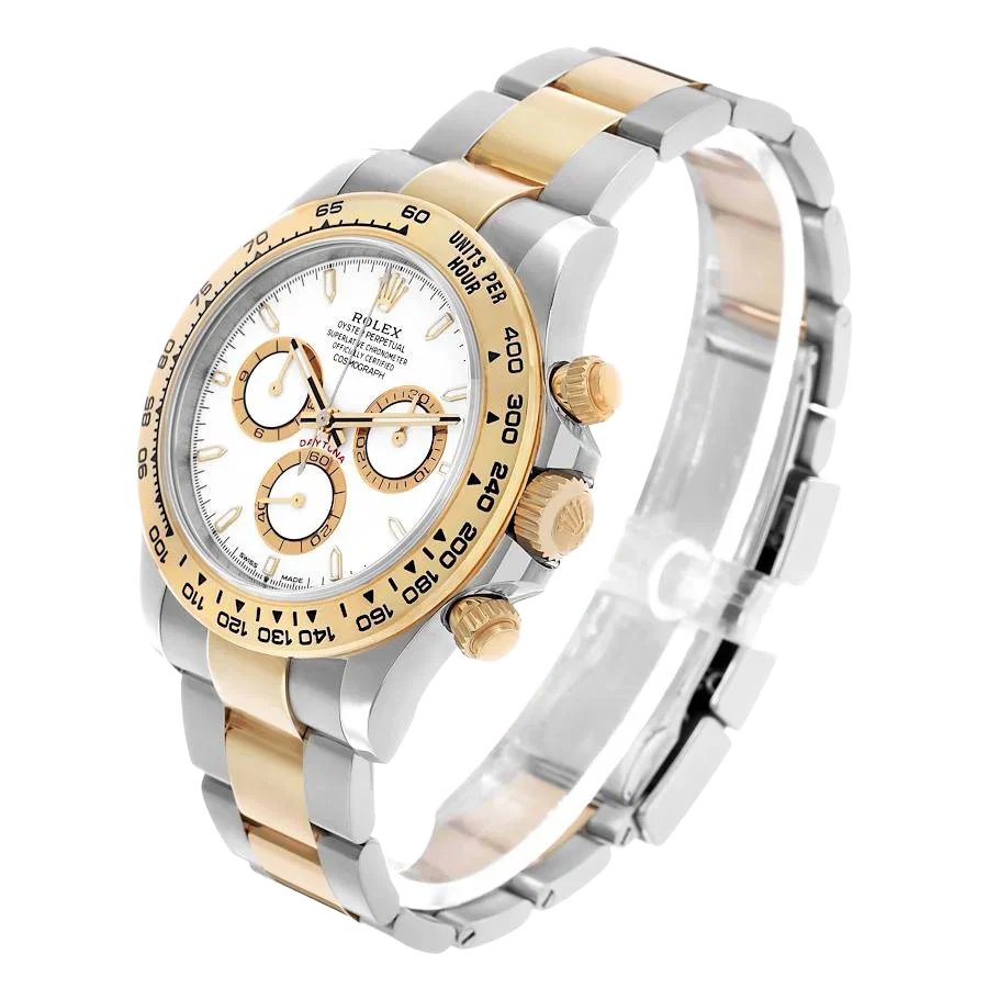 Daytona 40mm Steel Yellow Gold White Dial Mens Watch 126503