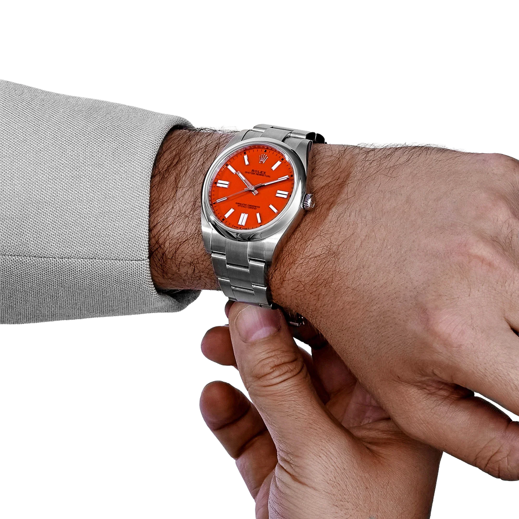 Oyster Perpetual 41mm Stainless Steel Coral Red Dial 124300 - 0007