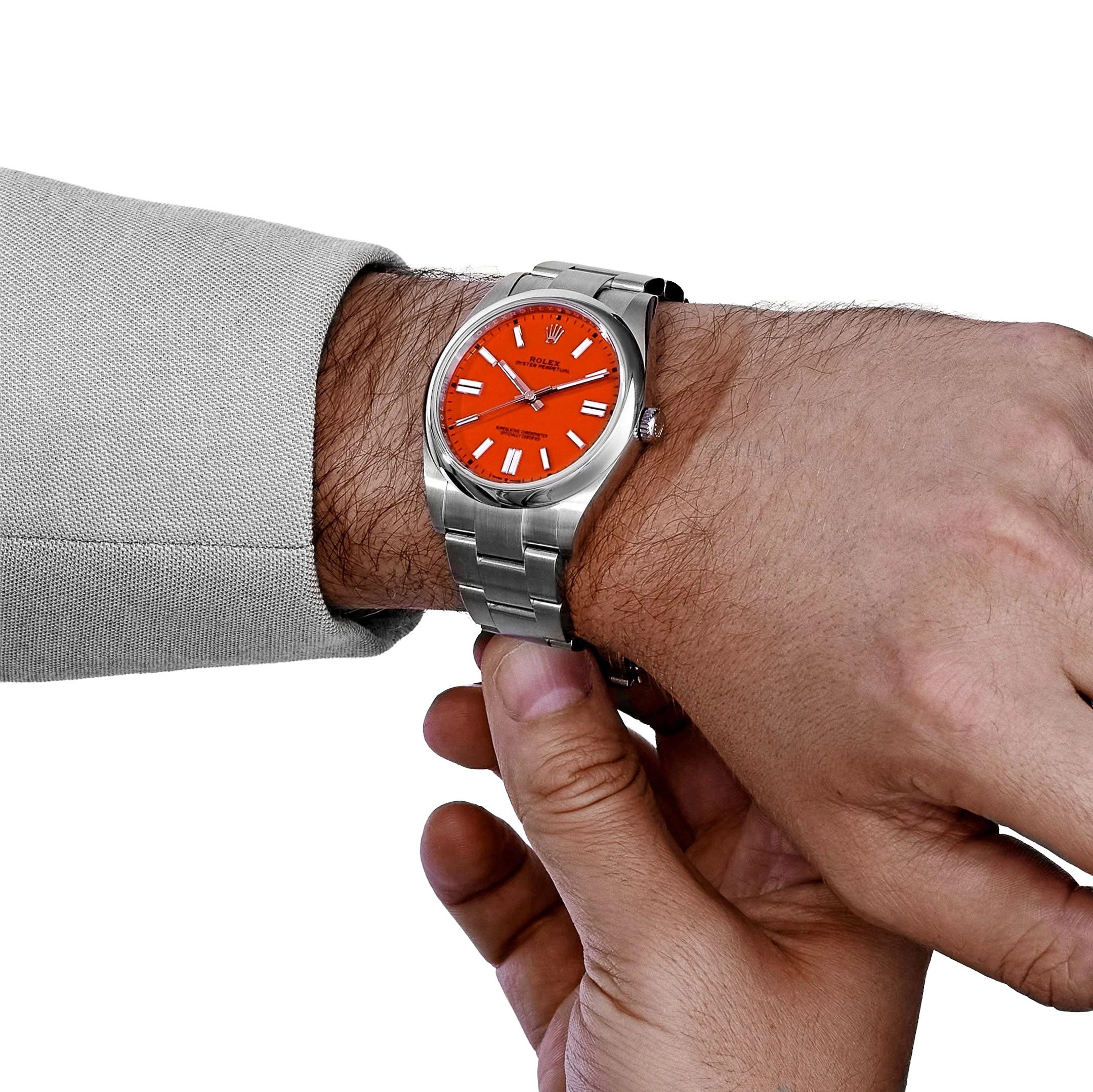 Oyster Perpetual 41mm Stainless Steel Coral Red Dial 124300 - 0007