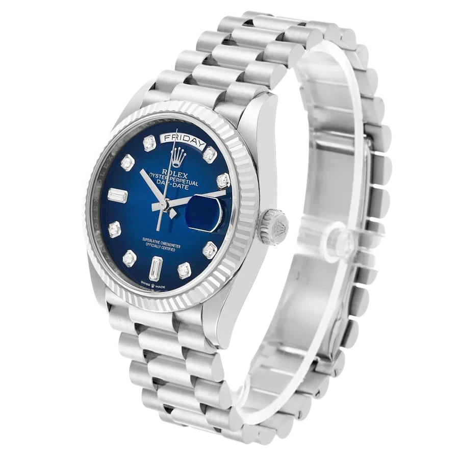 President Day-Date 36mm White Gold Ombre Diamond Dial Mens Watch 128239