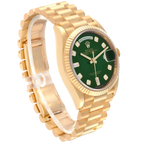 President Day-Date 36mm Yellow Gold Green Diamond Dial Mens Watch 128238
