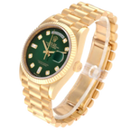 President Day-Date 36mm Yellow Gold Green Diamond Dial Mens Watch 128238