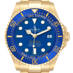 Seadweller Deepsea 44mm Yellow Gold Blue Dial Mens Watch 136668