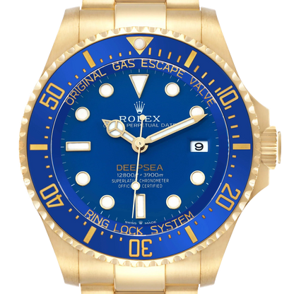 Seadweller Deepsea 44mm Yellow Gold Blue Dial Mens Watch 136668