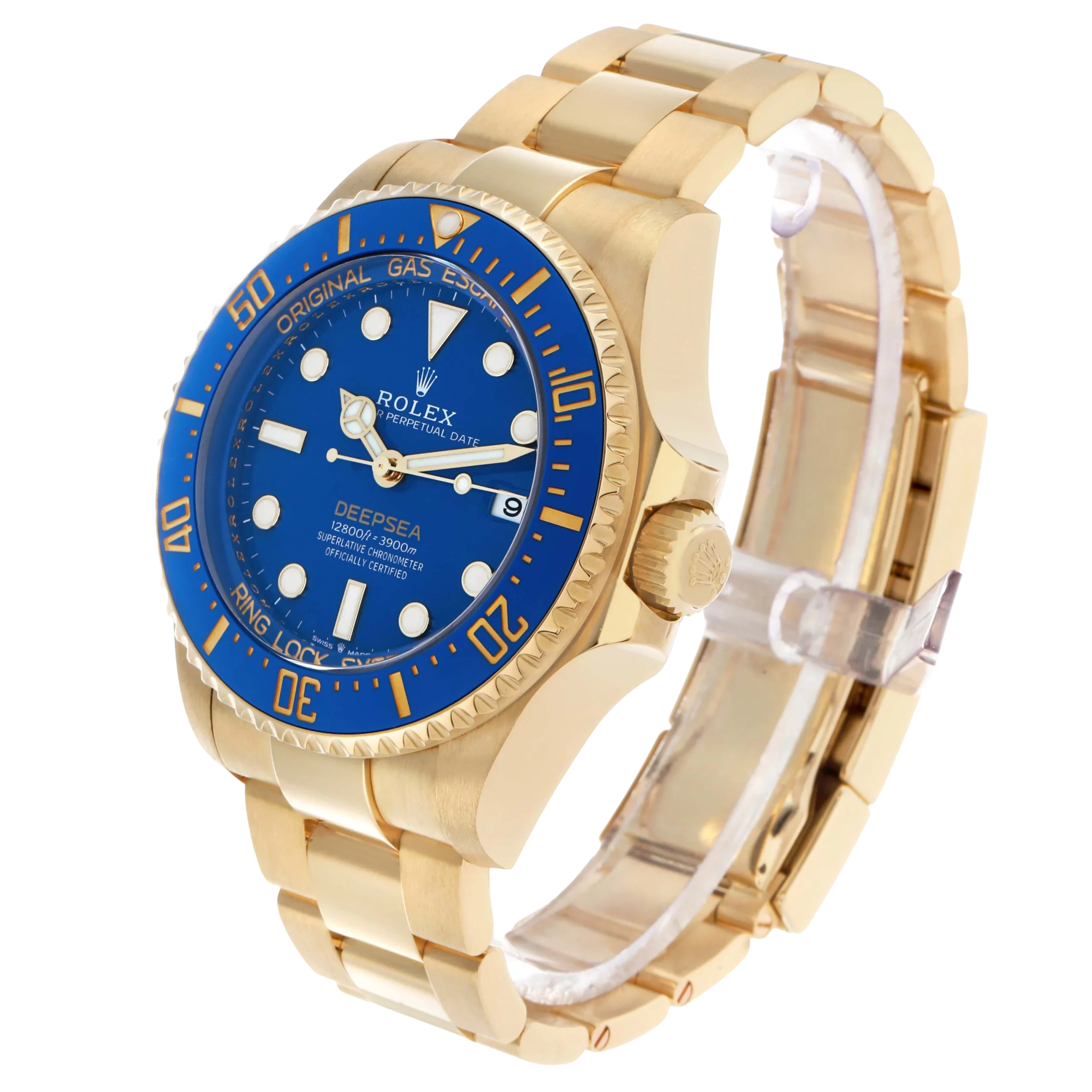 Seadweller Deepsea 44mm Yellow Gold Blue Dial Mens Watch 136668