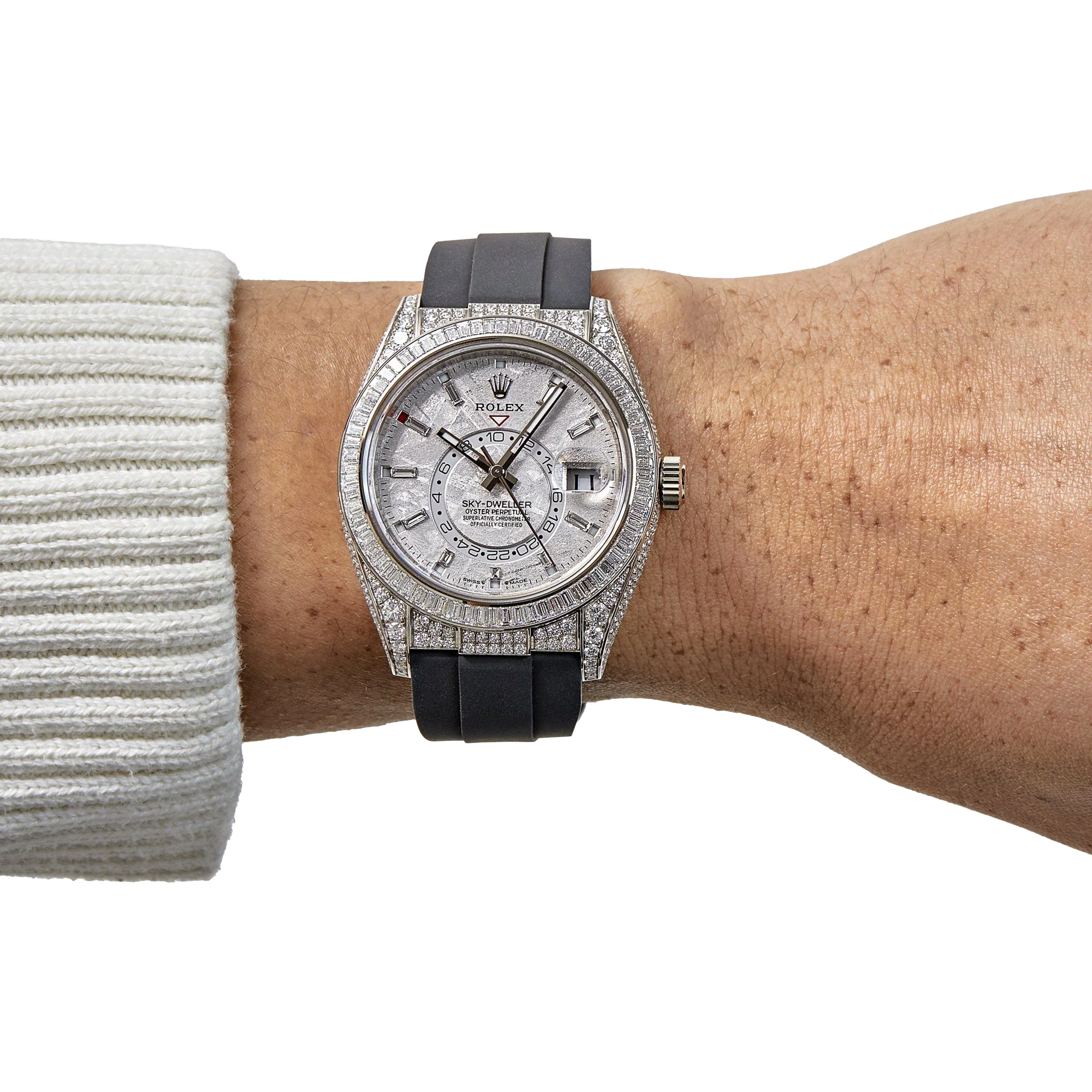 Sky-Dweller 42mm 18K White Gold Meteorite Dial Diamond Watch 326259TBR