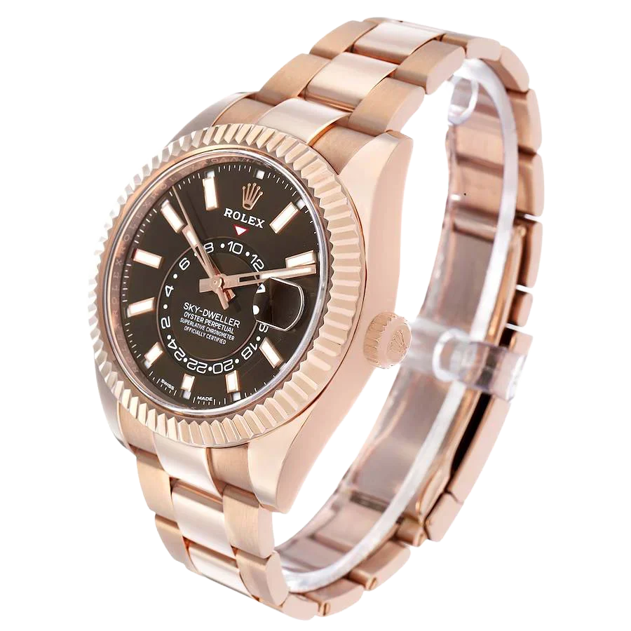 Sky-Dweller 42mm Rose Gold Chocolate Brown Dial Mens Watch 326935