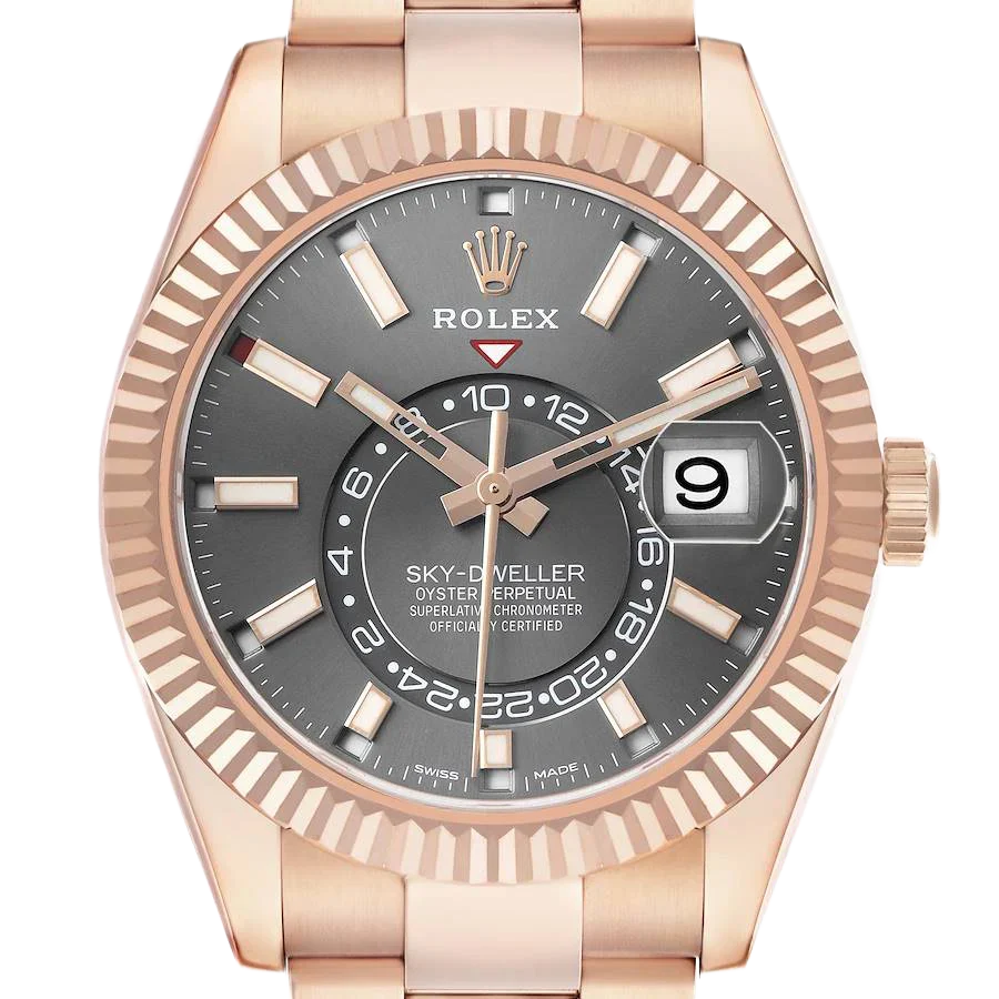 Sky-Dweller 42mm Rose Gold Slate Dial Mens Watch 326935