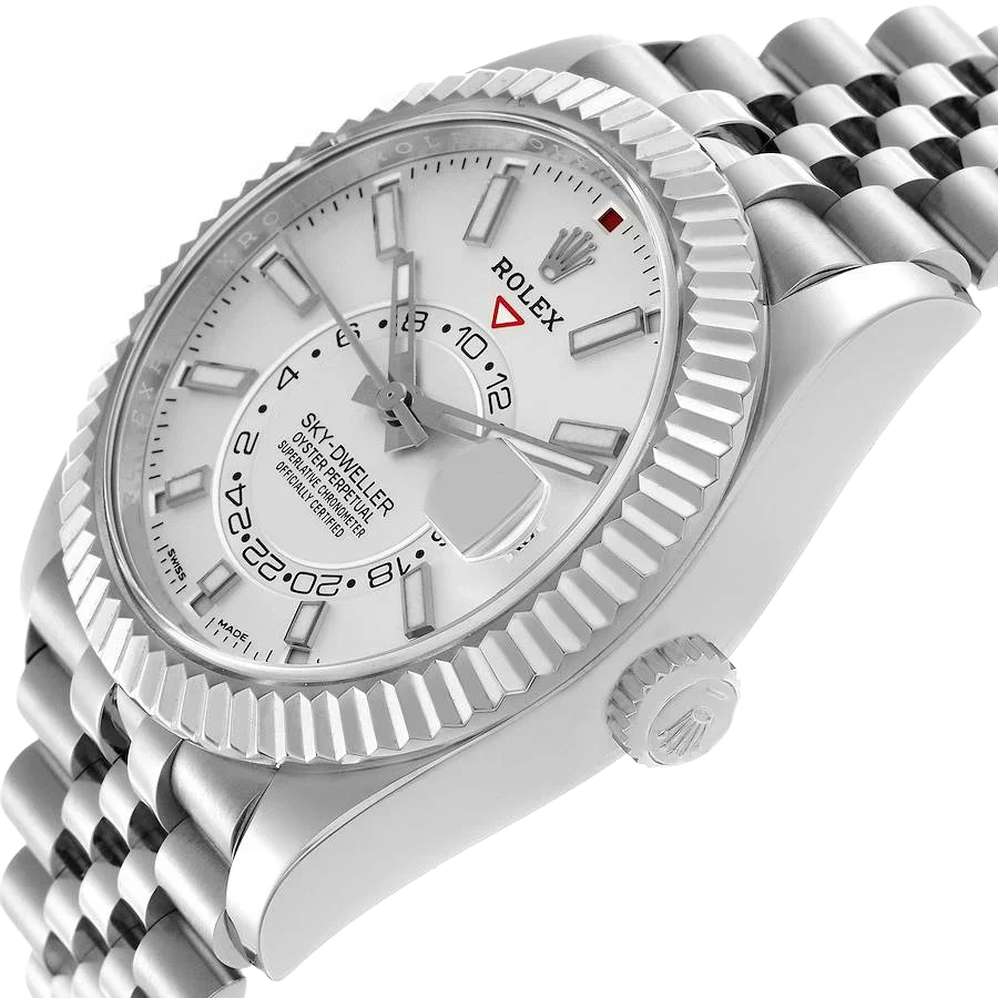 Sky-Dweller 42mm  Silver Dial Steel White Gold Mens Watch 326934