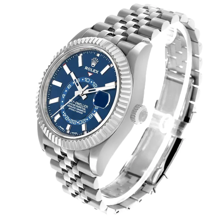 Sky-Dweller 42mm Steel White Gold Blue Dial Mens Watch 326934