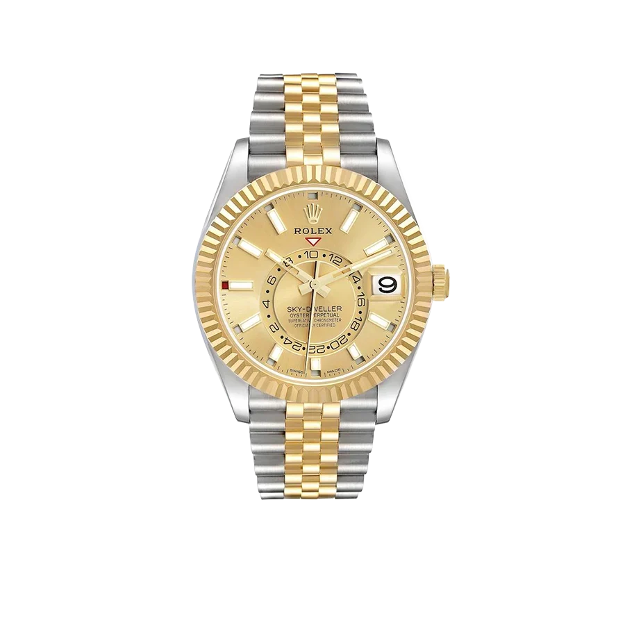 Sky Dweller 42mm Steel Yellow Gold Dial Mens Watch 326933
