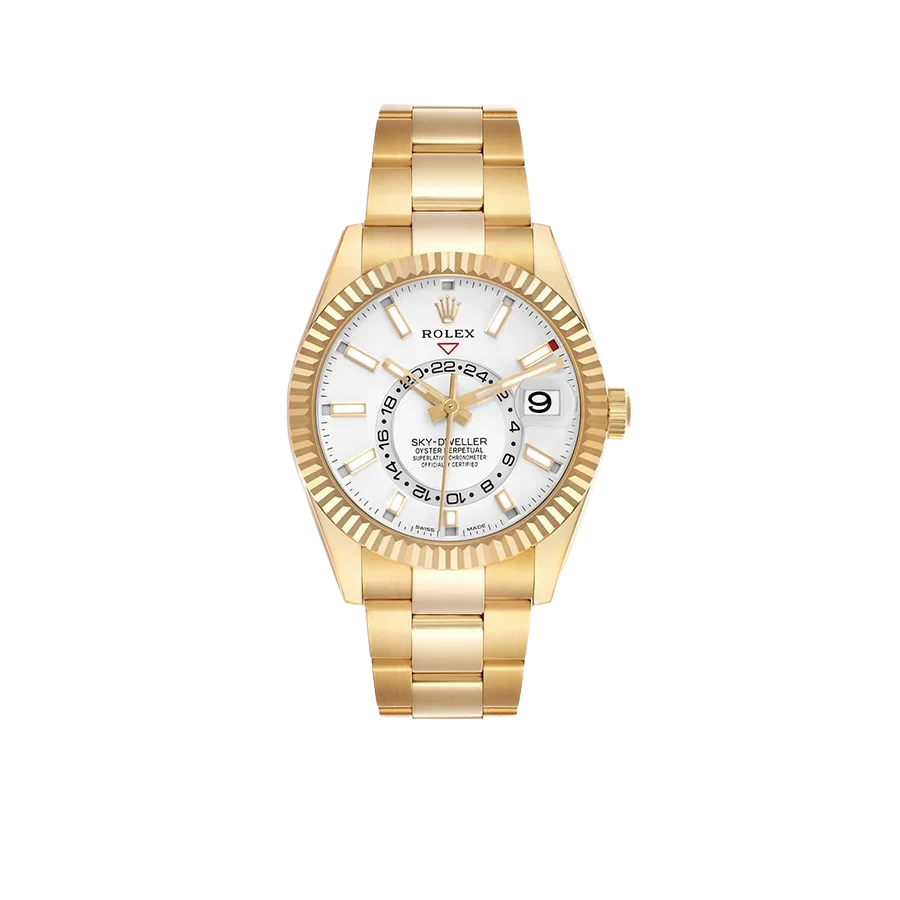 Sky-Dweller 42mm Yellow Gold White Dial Automatic Mens Watch 326938
