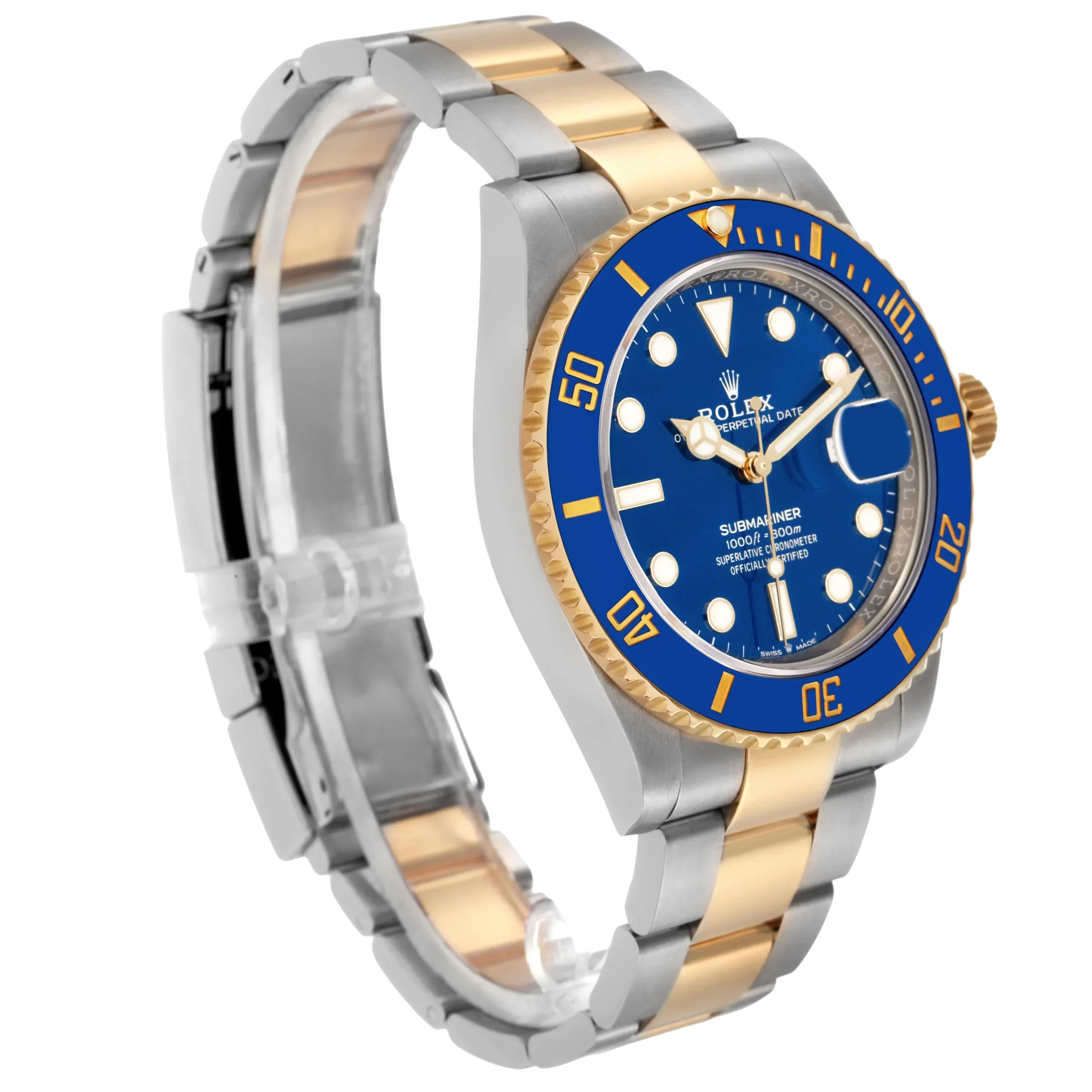 Submariner 41mm Steel Yellow Gold Blue Dial Mens Watch 126613