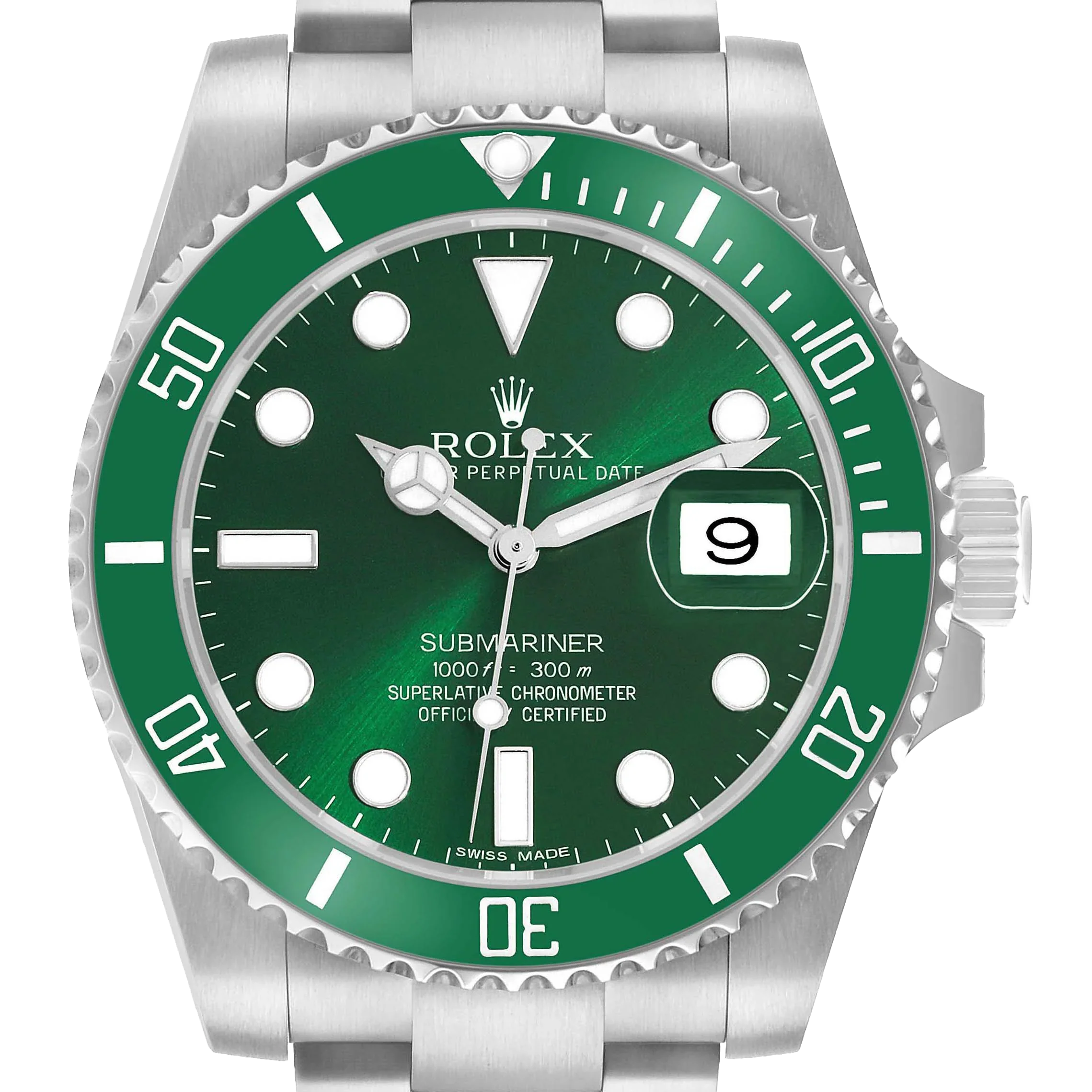 Submariner 40mm Hulk Steel Green Dial Bezel Mens Watch 116610LV
