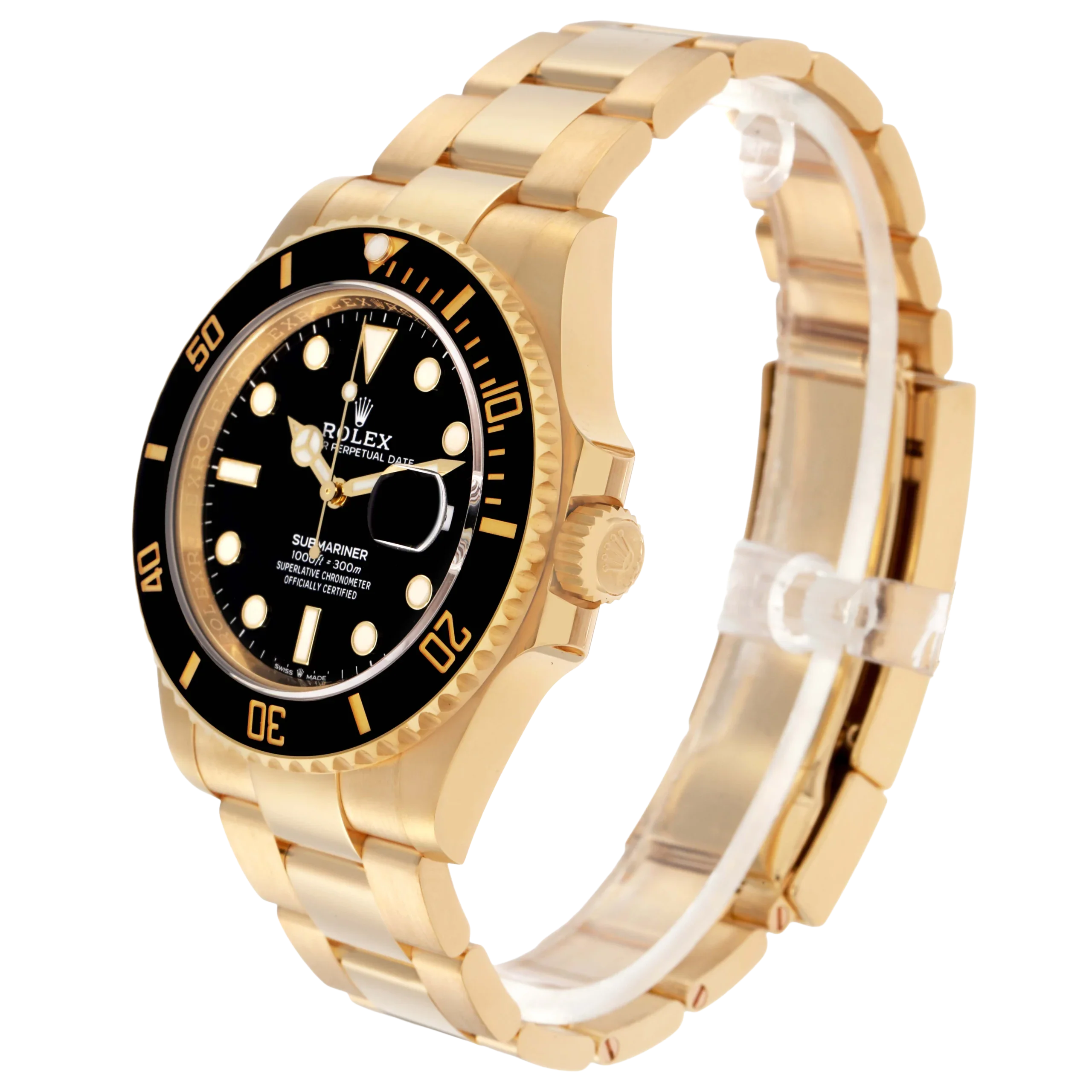 Submariner 41mm Yellow Gold Black Dial Bezel Mens Watch 126618