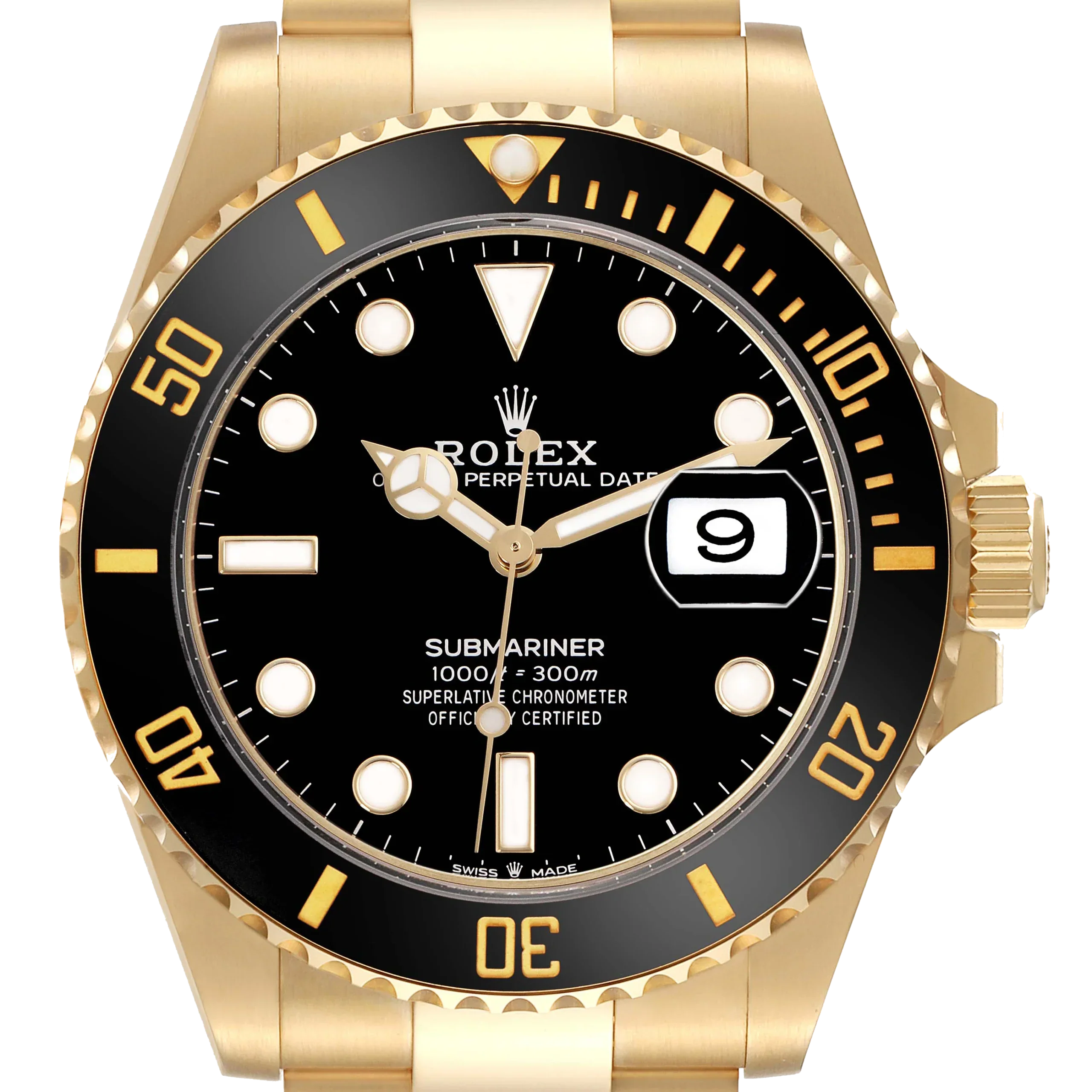 Submariner 41mm Yellow Gold Black Dial Bezel Mens Watch 126618