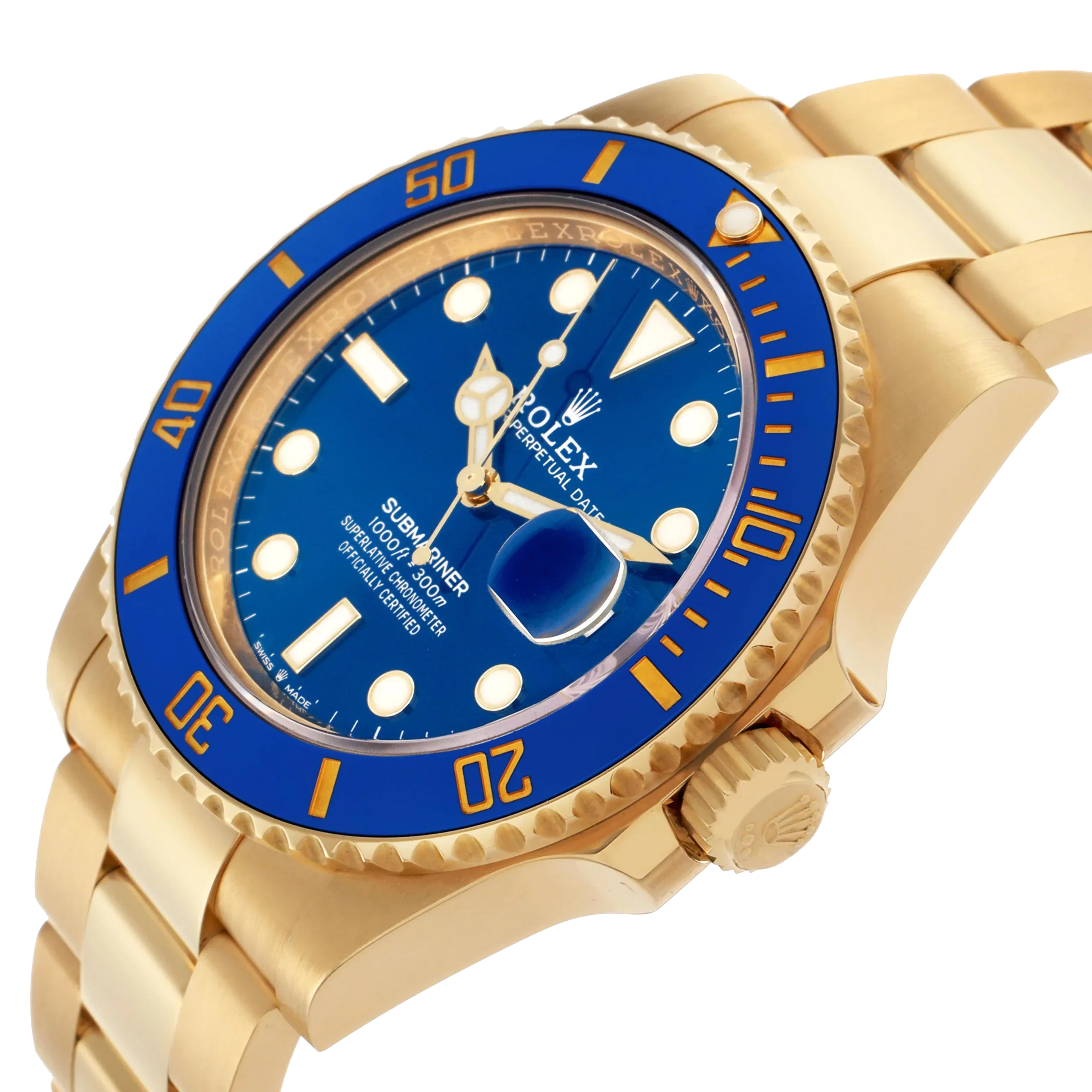 Submariner 41mm Yellow Gold Blue Dial Bezel Mens Watch 126618