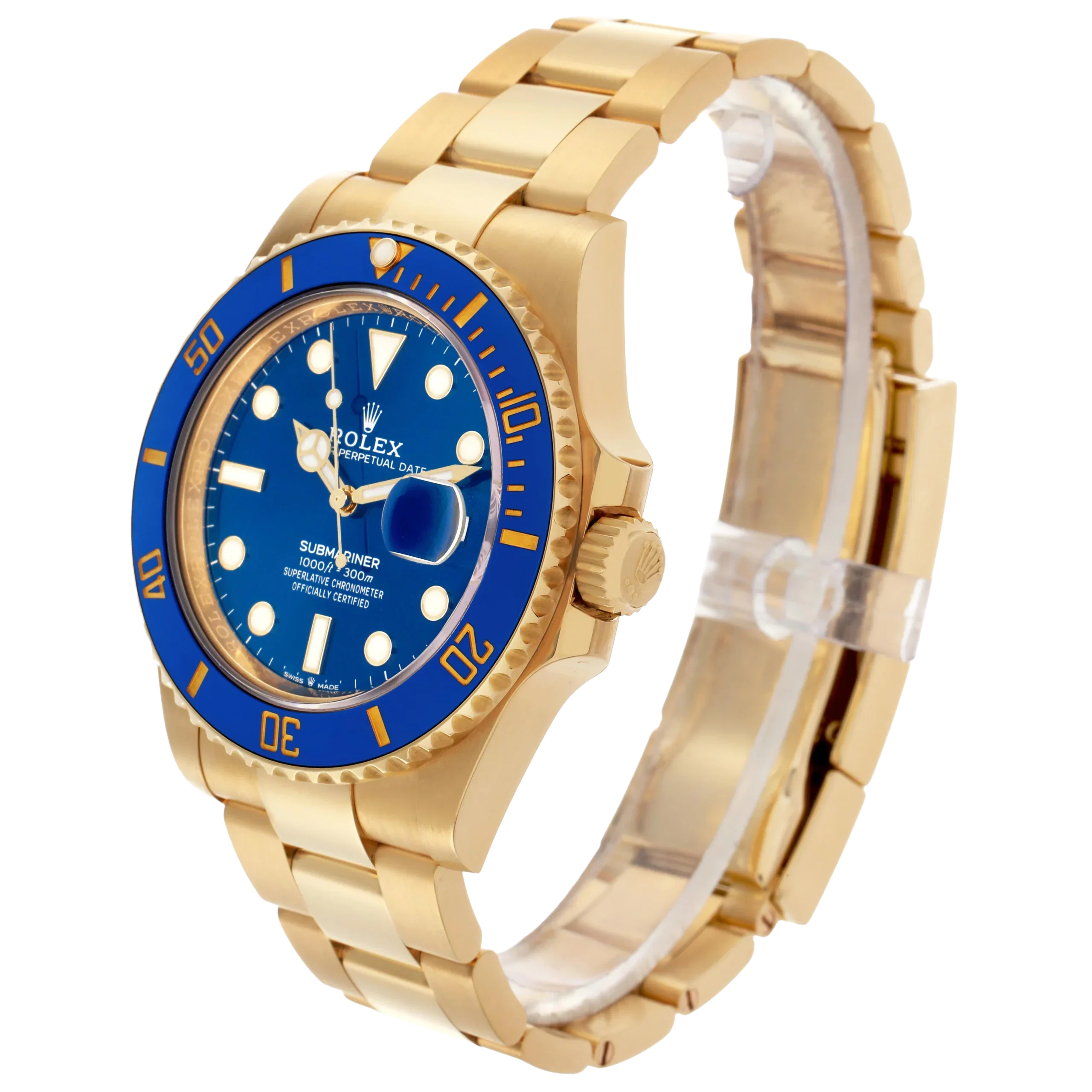 Submariner 41mm Yellow Gold Blue Dial Bezel Mens Watch 126618