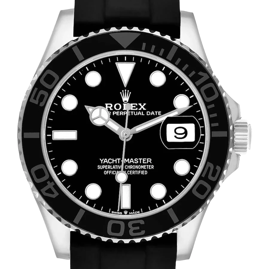 Yachtmaster 42mm White Gold Oysterflex Bracelet Mens Watch 226659