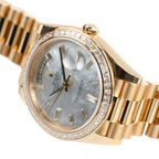 Day-Date 40 228398TBR Yellow Gold Mother of Pearl Diamond Baguette Dial and Bezel