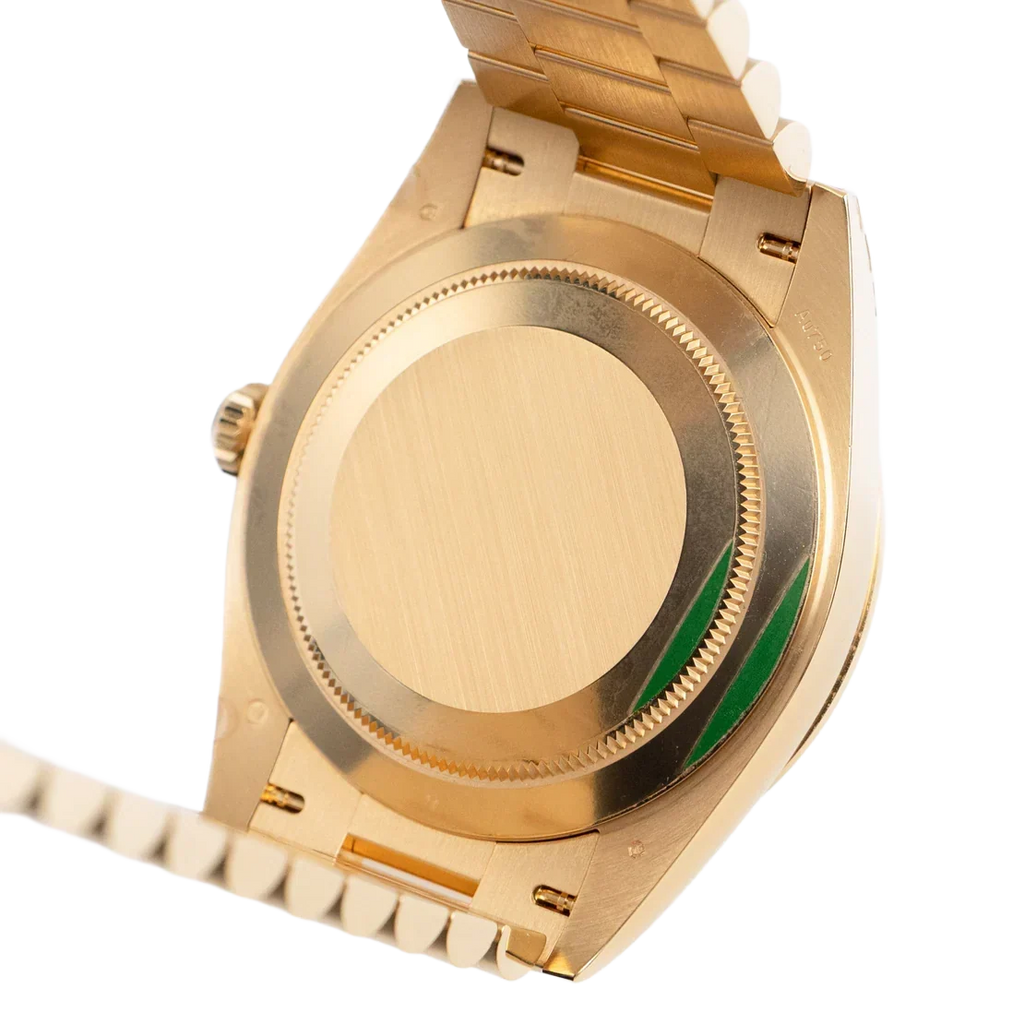 Day-Date 40 228398TBR Yellow Gold Mother of Pearl Diamond Baguette Dial and Bezel