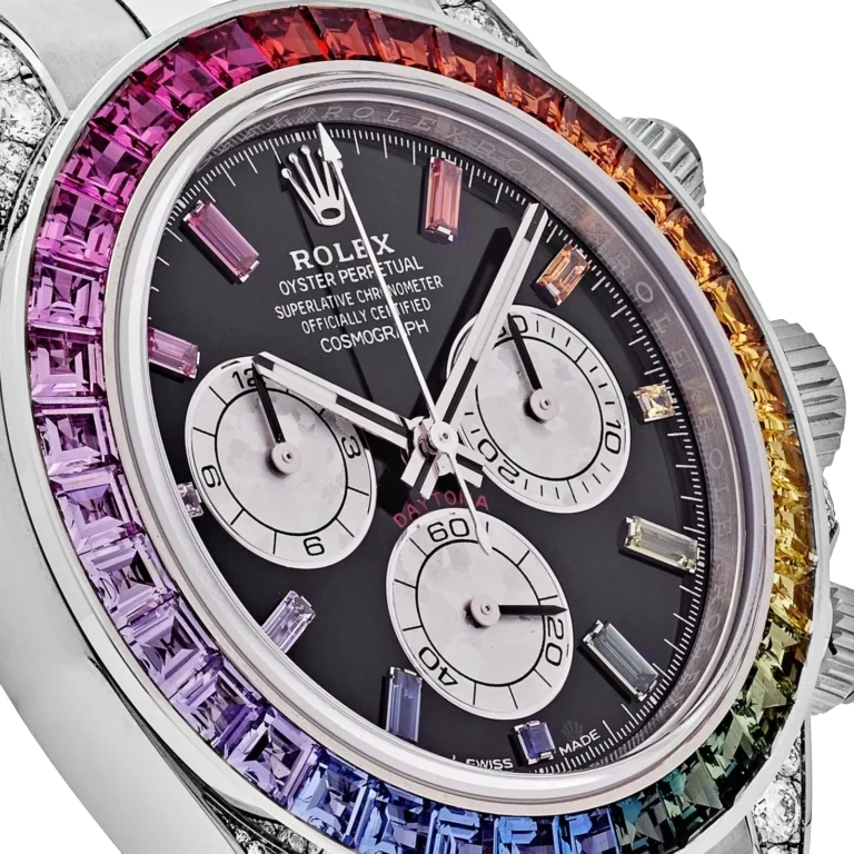 Daytona 40mm 116599RBOW Rainbow White Gold Black Dial