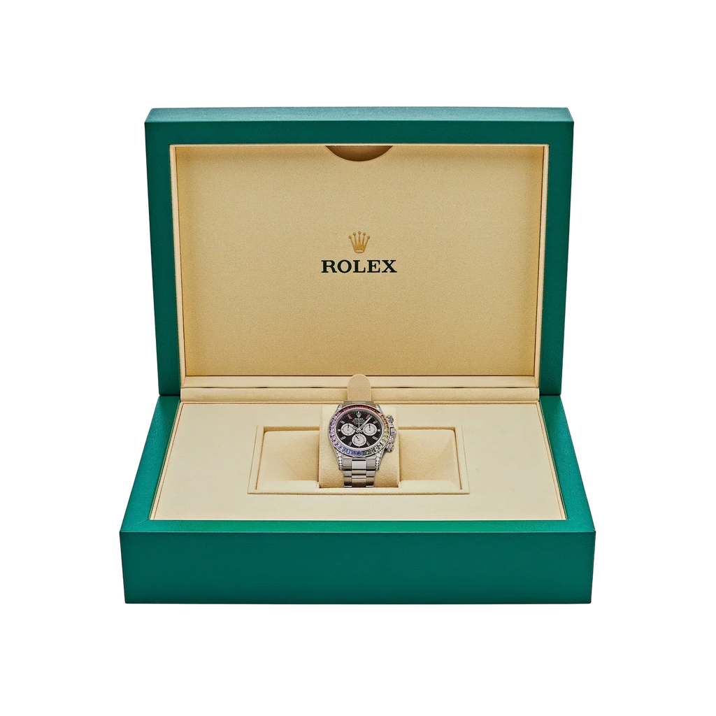 Daytona 40mm 116599RBOW Rainbow White Gold Black Dial