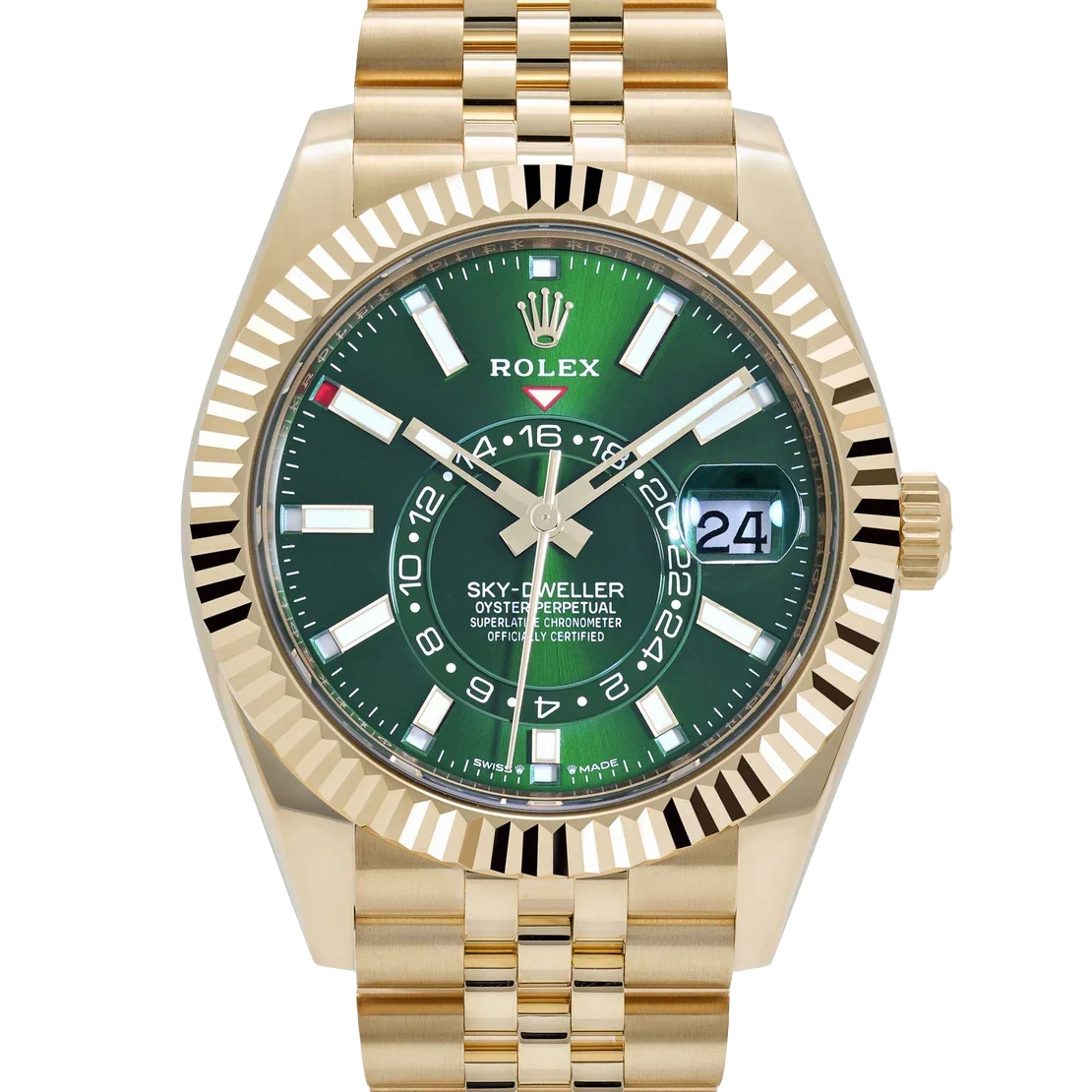 Sky-Dweller 42mm Yellow Gold Bright Green Dial Jubilee 336938 (2025)