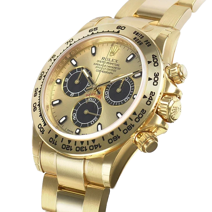 Daytona 40mm Yellow Gold Champagne Black Dial 116508