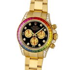 Daytona 116598RBOW Rainbow Yellow Gold Black Diamond Dial Sapphire Bezel