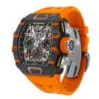 RM 11-03 McLaren Carbon TPT, Skeleton Dial, Orange Strap, 50 mm