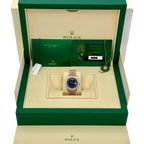 Day-Date 36mm 128345RBR Rose Gold Diamond Bezel Blue-Green Baguette Marker Dial