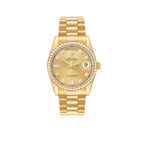 President Day-Date 36mm Yellow Gold Diamond Bezel Mens Watch 118348